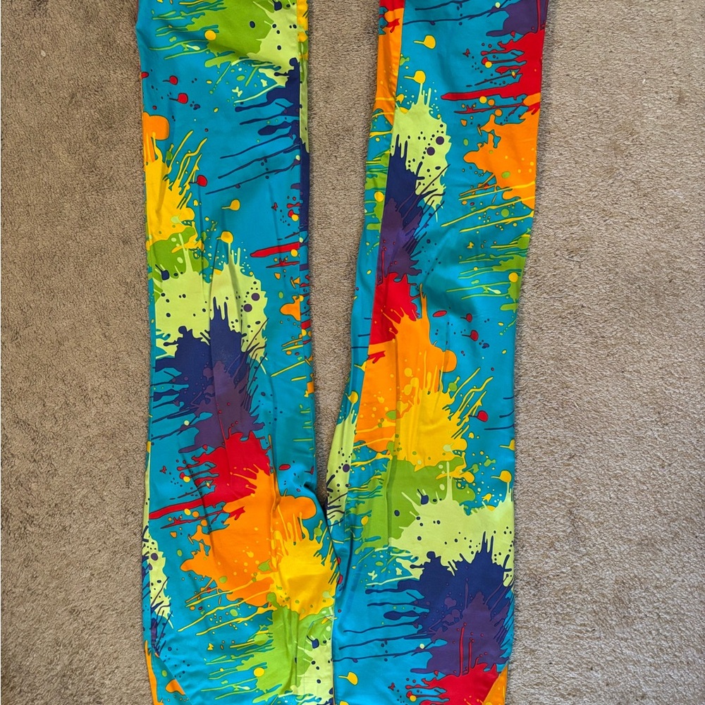 Vibrant Blue and Red Tie-Dye Leggings